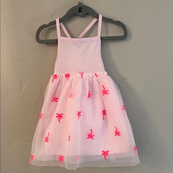 Cat & Jack Pink Tulle Dress with Neon Palm Trees, Size 2T - Picture 1 of 4